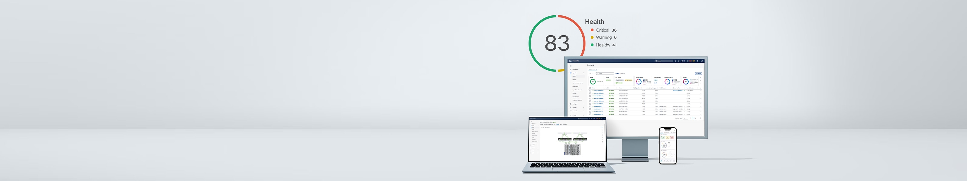 Cisco Intersight IT operations platform displayed on desktop, laptop and phone