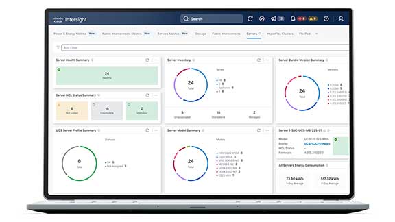 Intersight Infrastructure Service dashboard on laptop screen