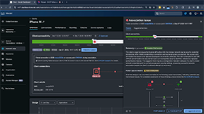 Erreur d'association sur le tableau de bord Cisco Meraki pour l'iPhone 14 affichant les détails d'un échec de connexion sur un point d'accès et un SSID spécifiques.