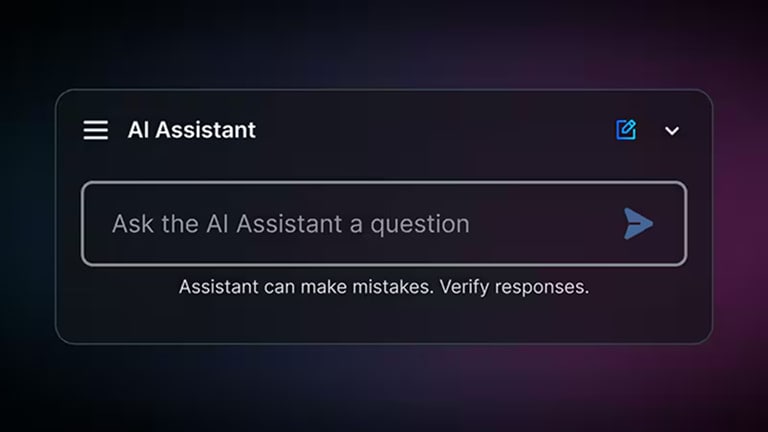 Cisco AI Assistant interface with input field "Ask the AI Assistant a question" and disclaimer "Assistant can make mistakes. Verify responses."