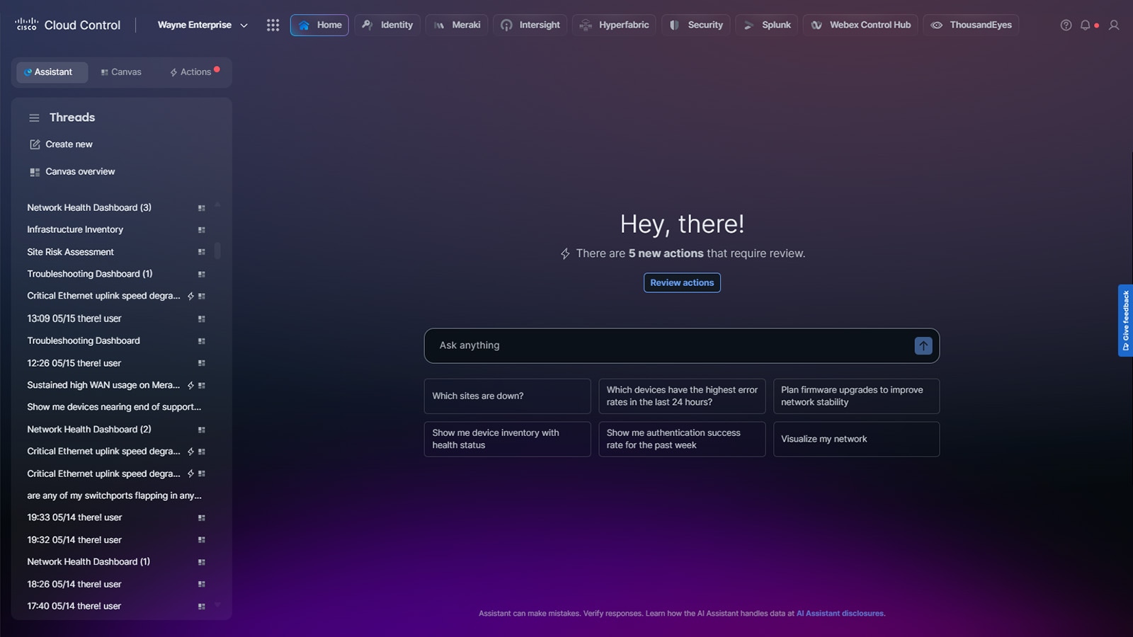 Cisco cloud control interface