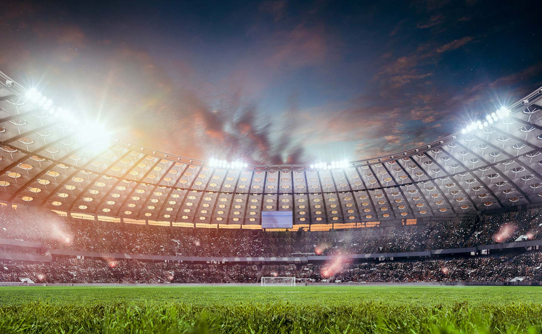 Field level visual of a large stadium